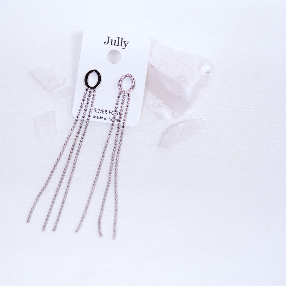 Minimal Silver Chain Long Drop Earrings